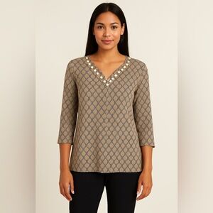 Susan Graver Blouse 3/4 Sleeve Top S